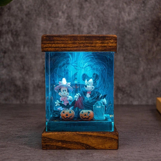 Mickey Mouse Halloween Graveyard Pumpkin Epoxy Resin Lamp - ArtFIGU