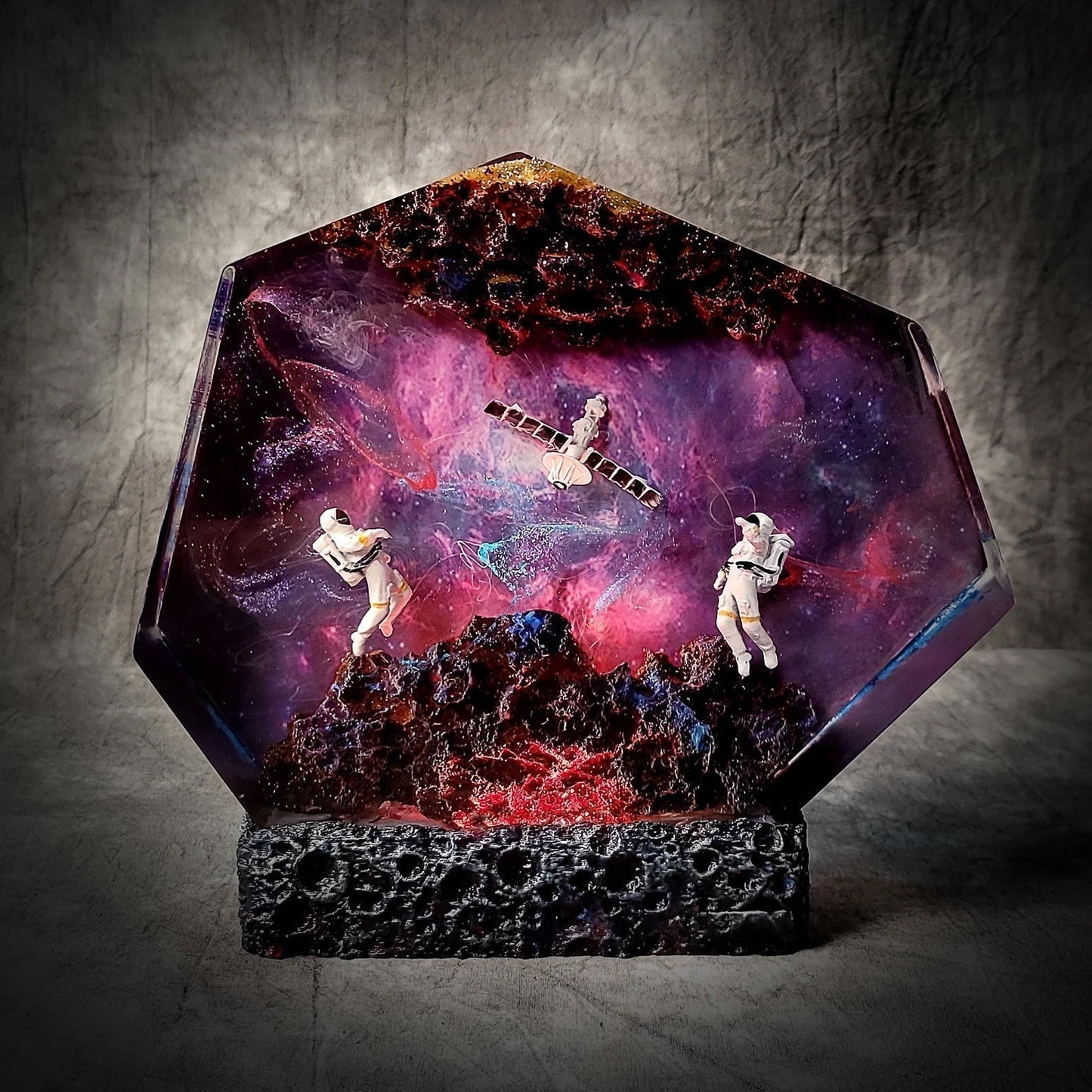 Satellite Astronauts Galaxy Universe Cosmos Epoxy Resin Lamp - ArtFIGU