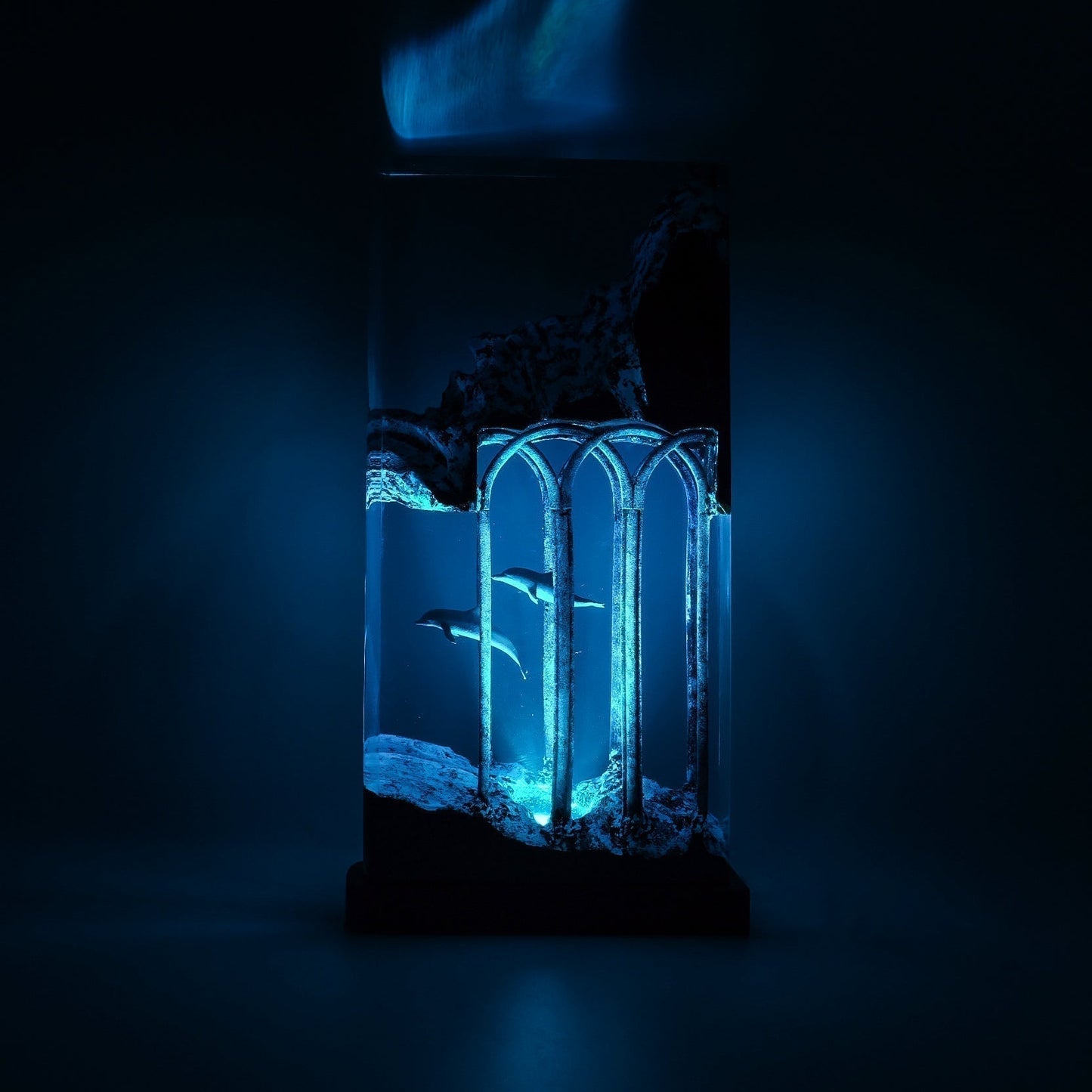 Dolphins Roam In Ancient Ruins - High Quality Epoxy Resin Lamp - ArtFIGU