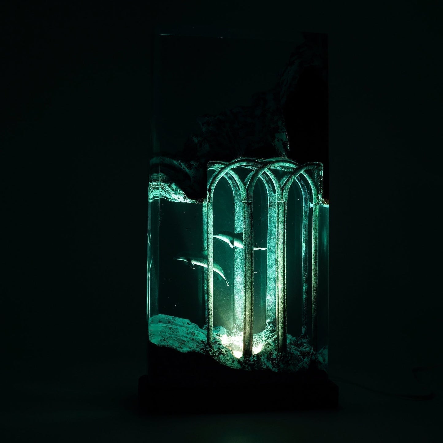 Dolphins Roam In Ancient Ruins - High Quality Epoxy Resin Lamp - ArtFIGU