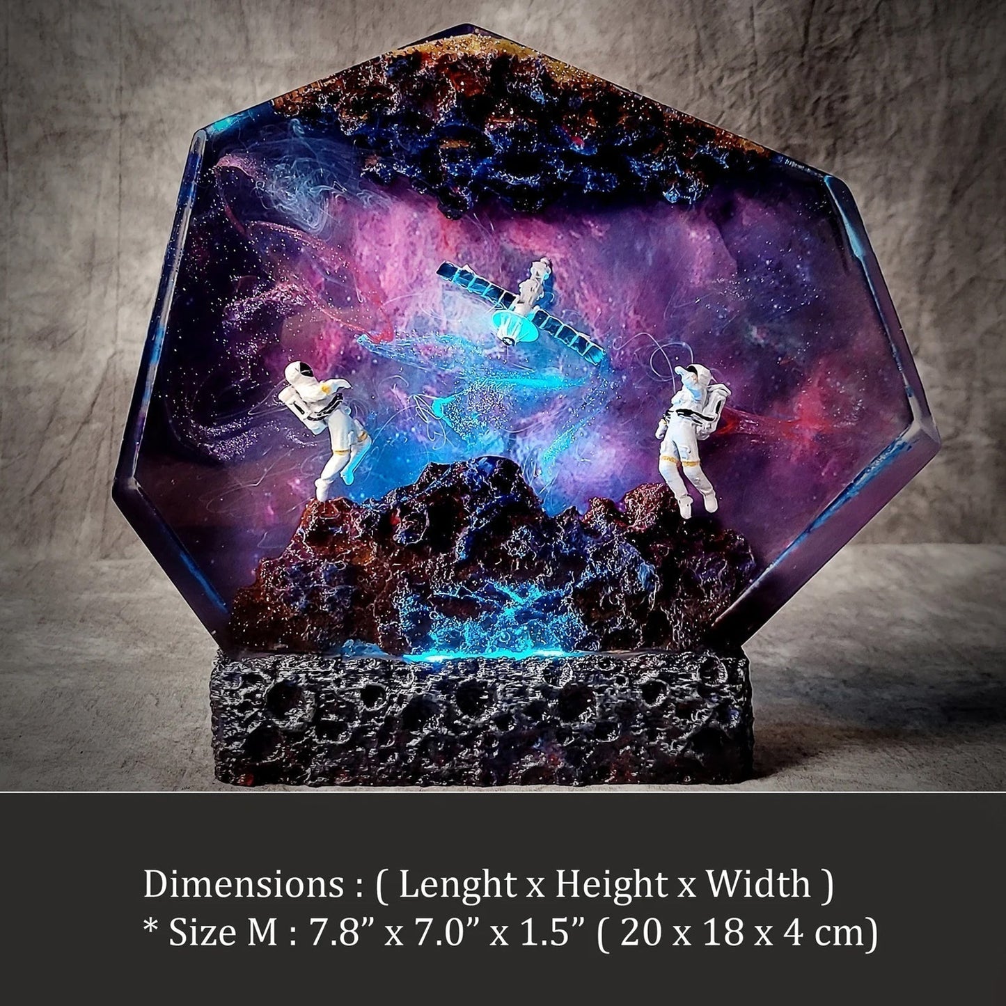 Satellite Astronauts Galaxy Universe Cosmos Epoxy Resin Lamp - ArtFIGU