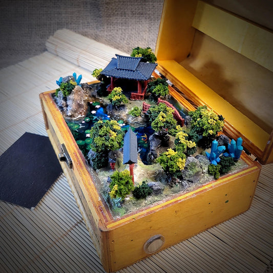 [DE] Torii Gate Japan Temp Diorama Treasure Mistery Box Gift Epoxy Resin, Night Light