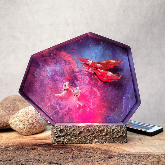 Ragnarok Final Fantasy VIII & Astronauts Galaxy Epoxy Resin Lamp - ArtFIGU
