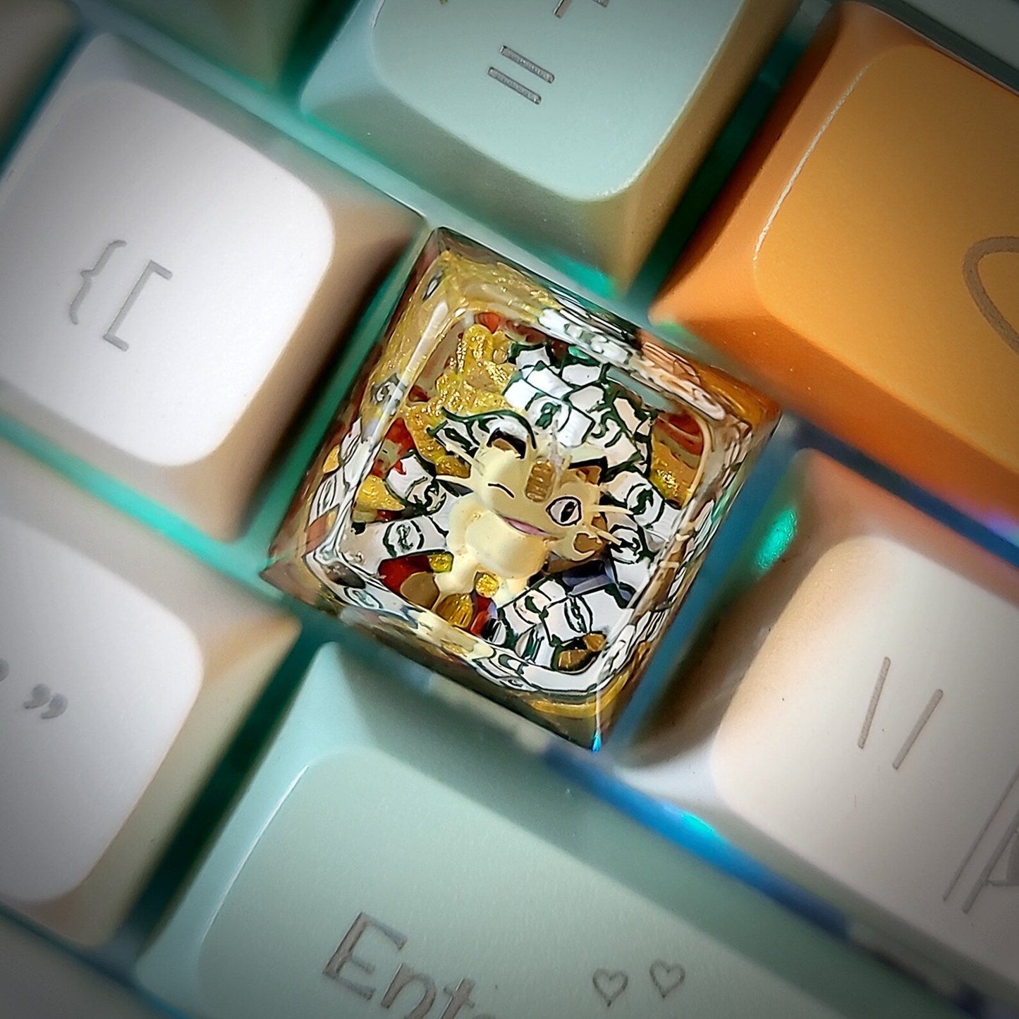 [DE] Pokemon Meowth Artisan Keycaps