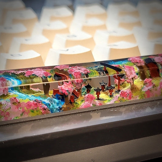 [DE] Torii Gate Japan Blossom Spacebar Artisan Keycaps Epoxy Resin