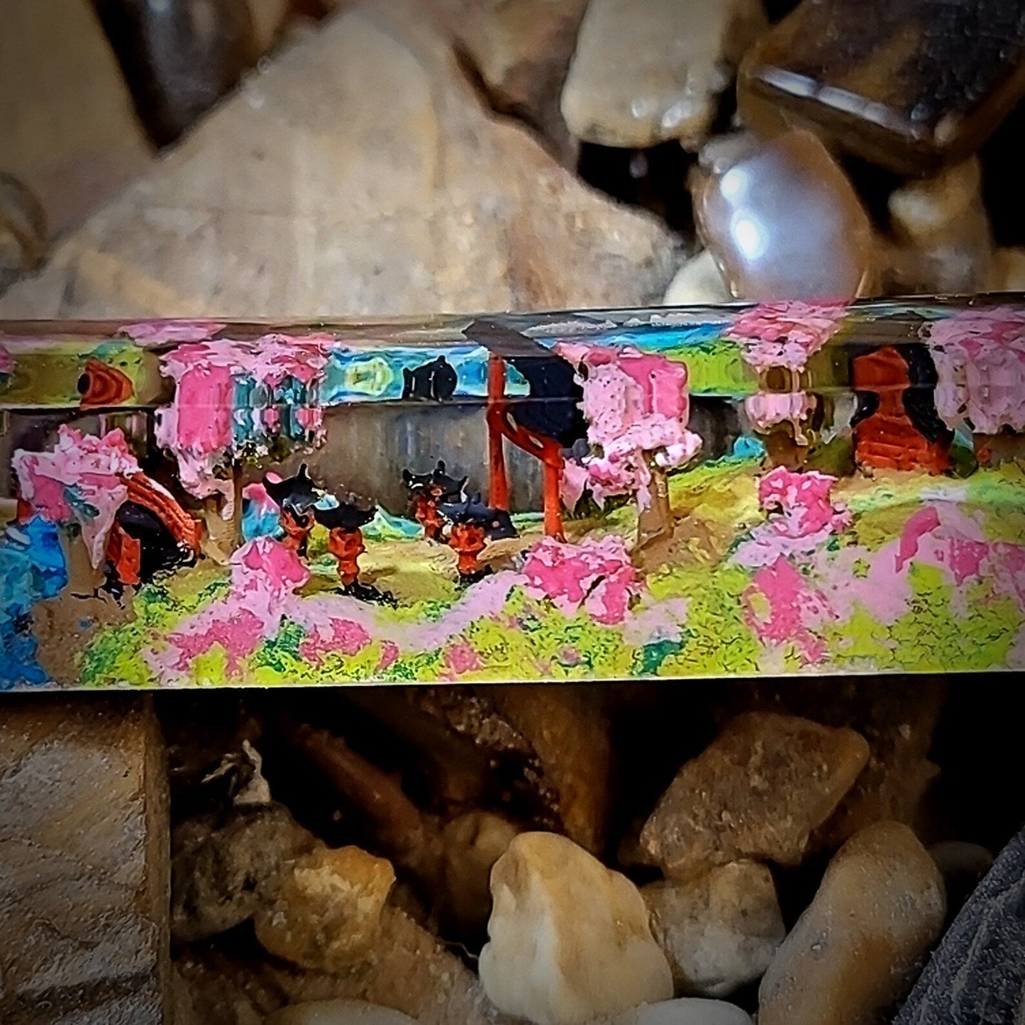 [DE] Torii Gate Japan Blossom Spacebar Artisan Keycaps Epoxy Resin