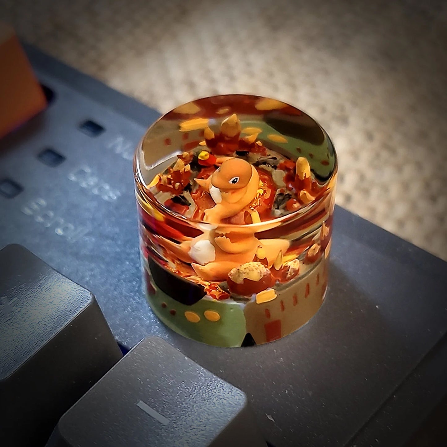 [DE] Pokemon Chamander Hitokage Keyboard Knob Artisan Keycaps Epoxy Resin