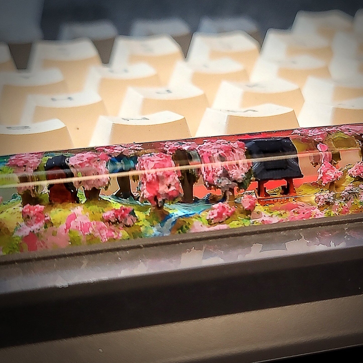 [DE] Torii Gate Japan Blossom Spacebar Artisan Keycaps Epoxy Resin
