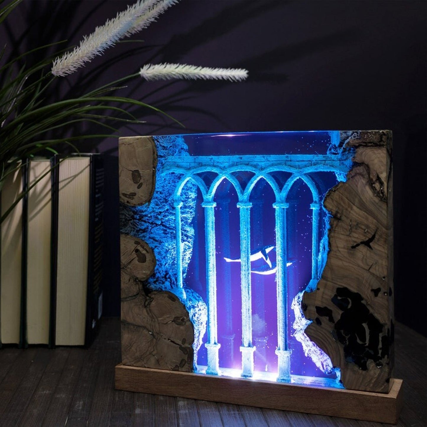[DE] Humpback Whales In Ancient Ruins - High Quality Epoxy Resin Lamp