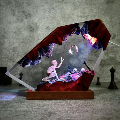 LOTR Lord Of Rings Smeagol Gollum The One Ring Epoxy Resin Lamp - ArtFIGU