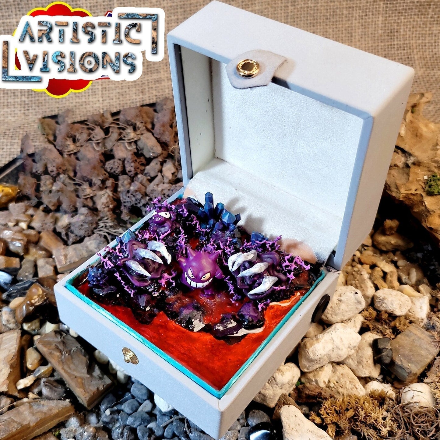 [DE] Pokemon Gengar Island Diorama Treasure Mistery Box Gift Epoxy Resin, Night Light