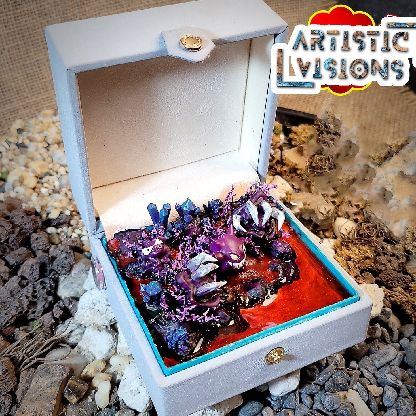 [DE] Pokemon Gengar Island Diorama Treasure Mistery Box Gift Epoxy Resin, Night Light